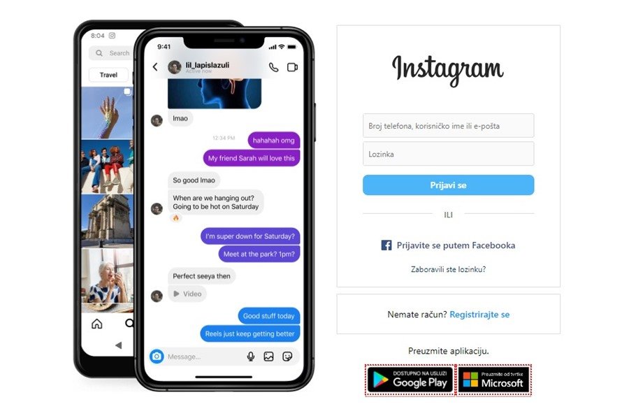 Prijava na Instagram